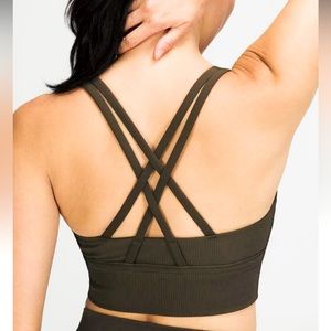 Lululemon Energy Longline Bra Ribbed 🤎 Size 8 🤎 Dark Olive